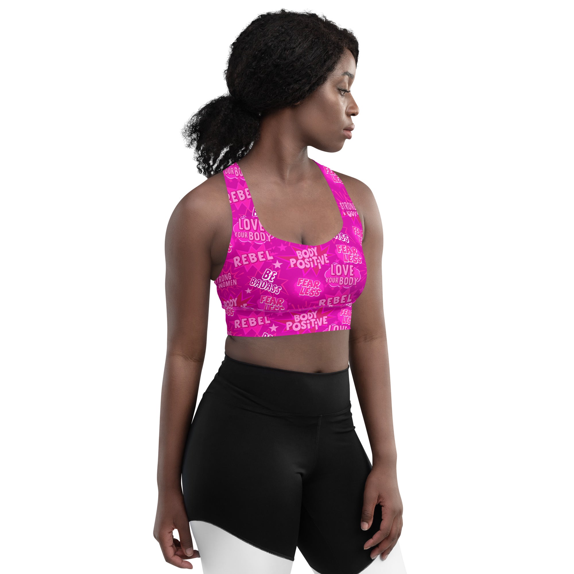 Empower Longline Sports Bra in Hot Pink